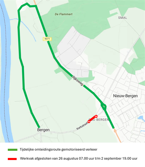 Omleidingsroute Gemotoriseerd Verkeer bij Afsluiting Kerkstraat